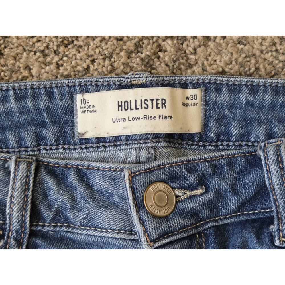 Hollister Ultra Low-Rise Flare Jeans w/ Frayed Hems Women/Junior 10R / W30 - Picture 3 of 5